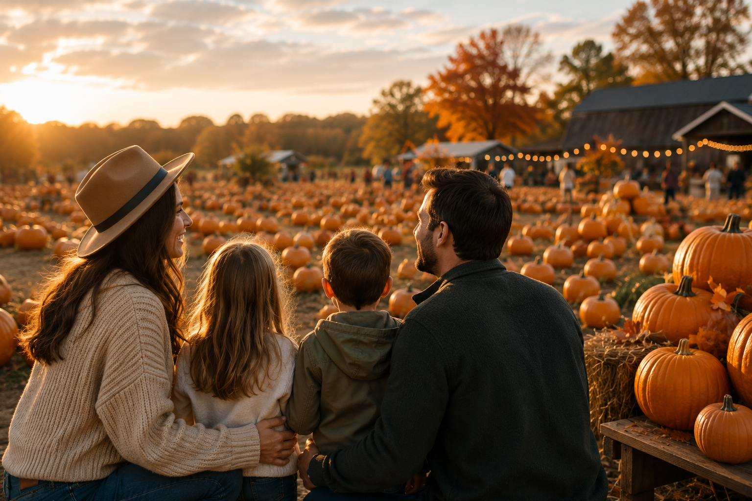 Famiglia che visita il Pumpkin Festival