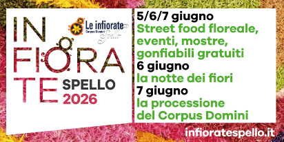 Infiorate di Spello 2026: date, programma e guida ai parcheggi per camper e pullman
