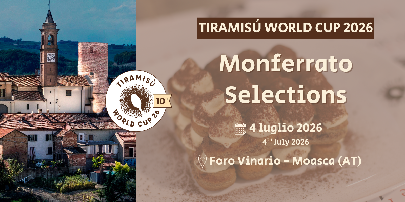 Tiramisù World Cup 2026 per le selezioni a Moasca (AT) | 4 luglio 2026