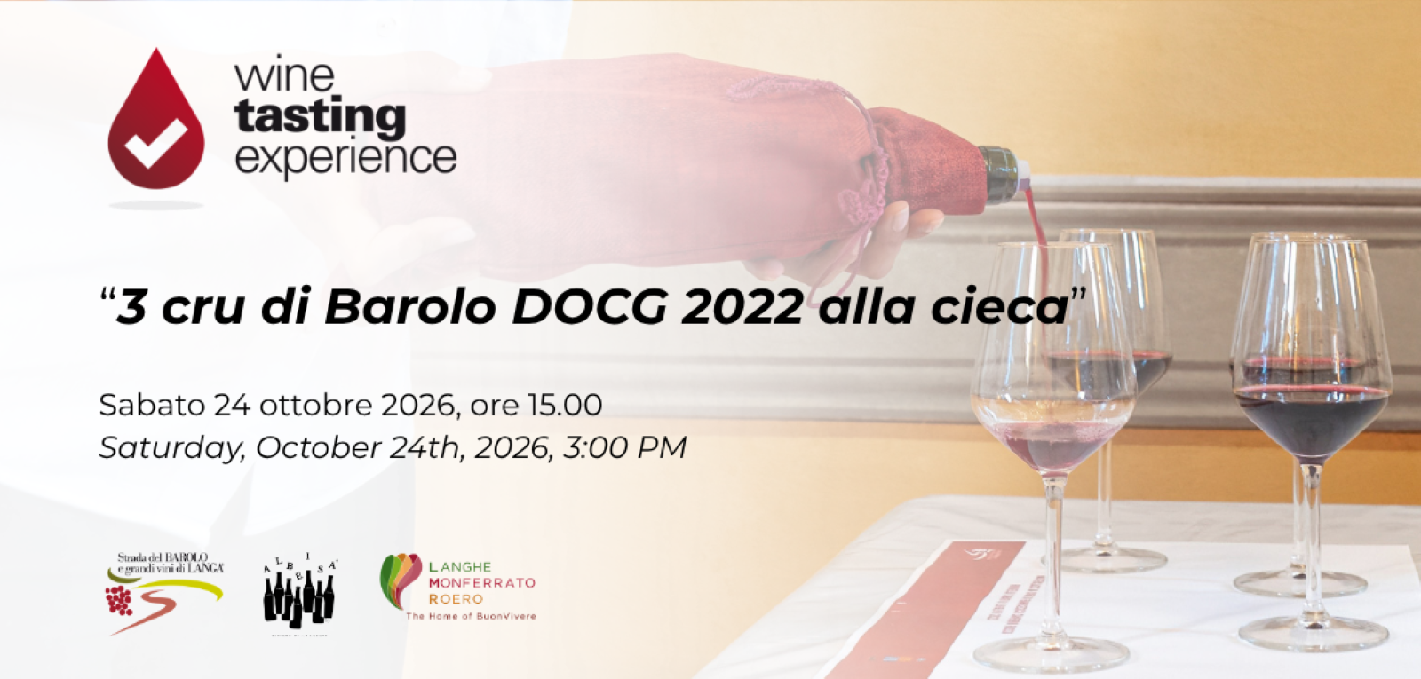 Wine Tasting Experience® | 3 cru di Barolo DOCG 2022 alla cieca