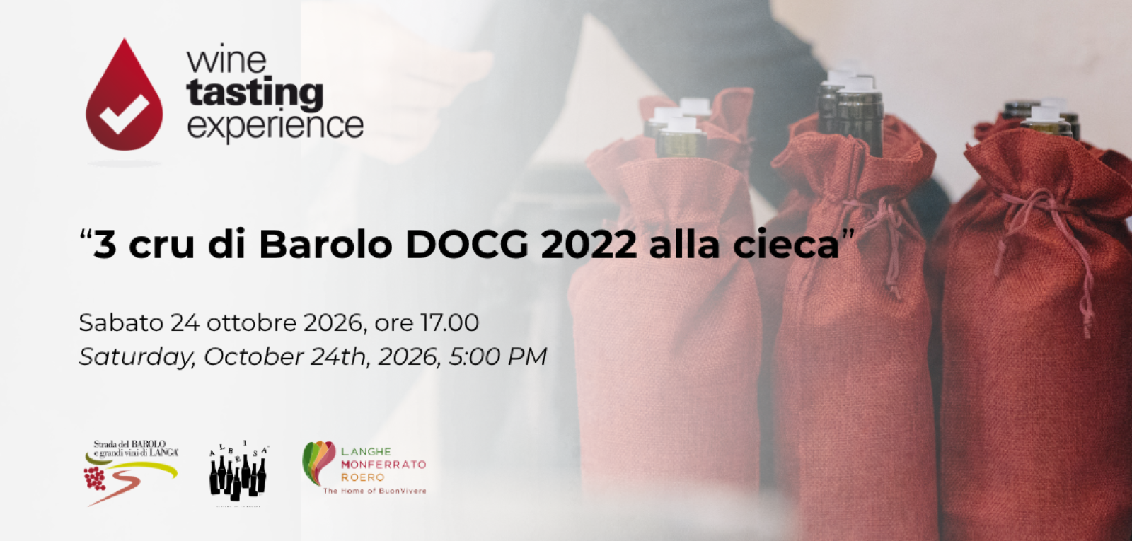 Wine Tasting Experience® | 3 cru di Barolo DOCG 2022 alla cieca